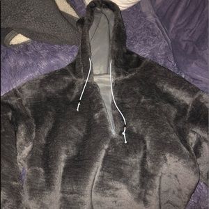 Three quarter zip fuzzy sweatshirt